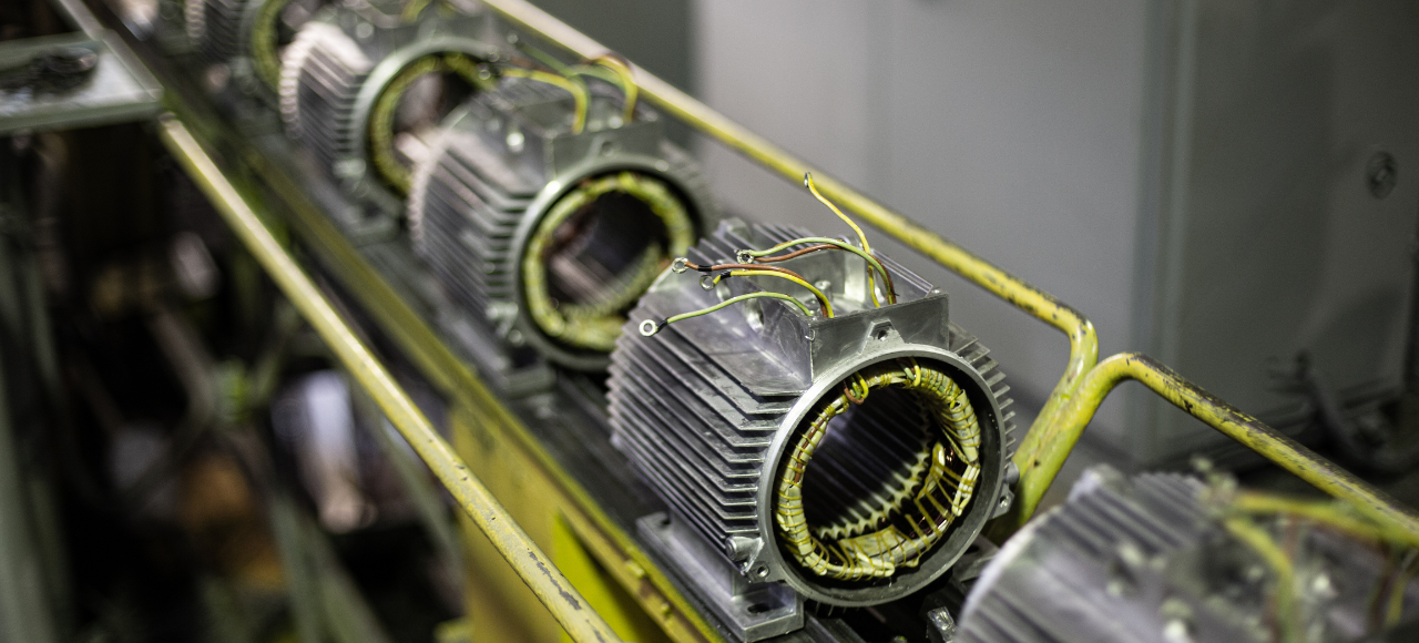 Stators of Electric Motors on Assembly line of production