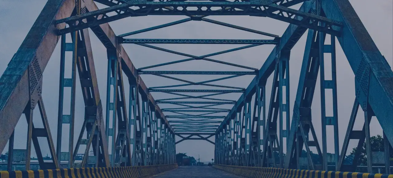 Symmetrical View of a Steel Bridge 