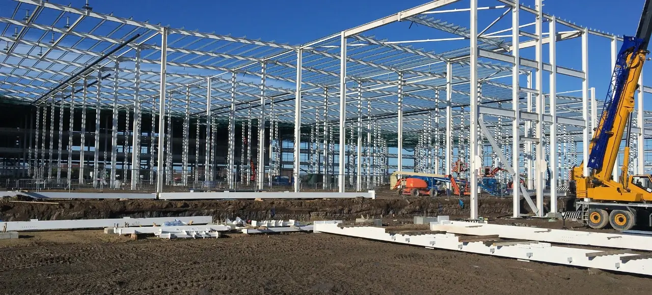 Structural Steel being erected on construction