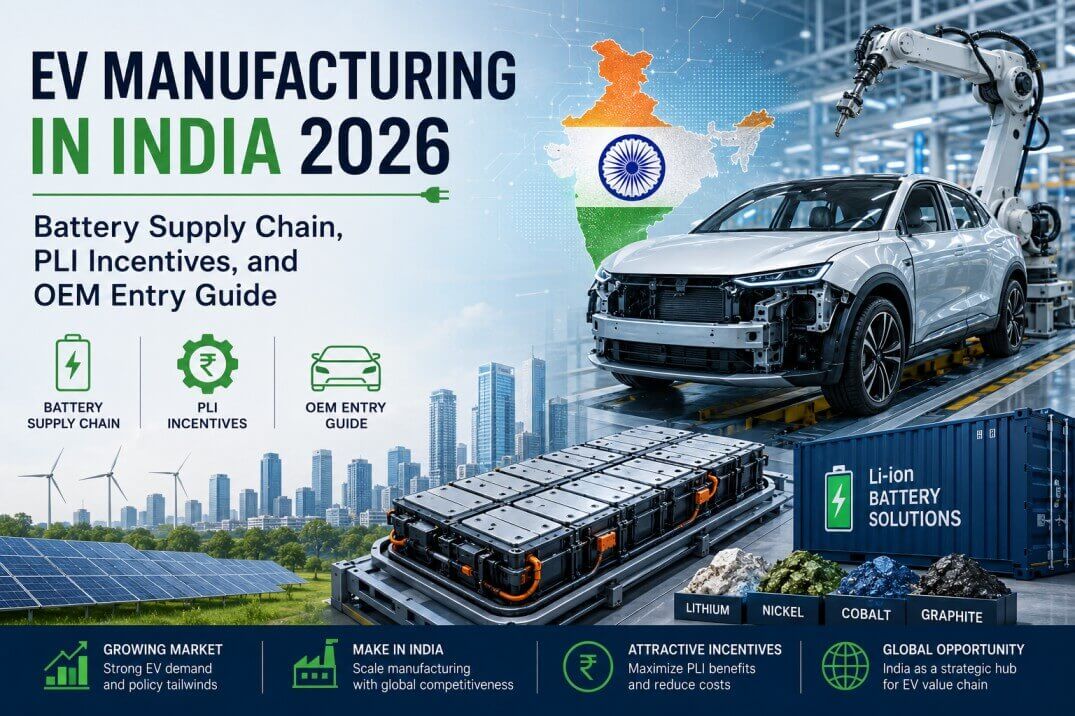 EV Manufacturing in India 2026: Battery Supply Chain, PLI Incentives, and OEM Entry Guide