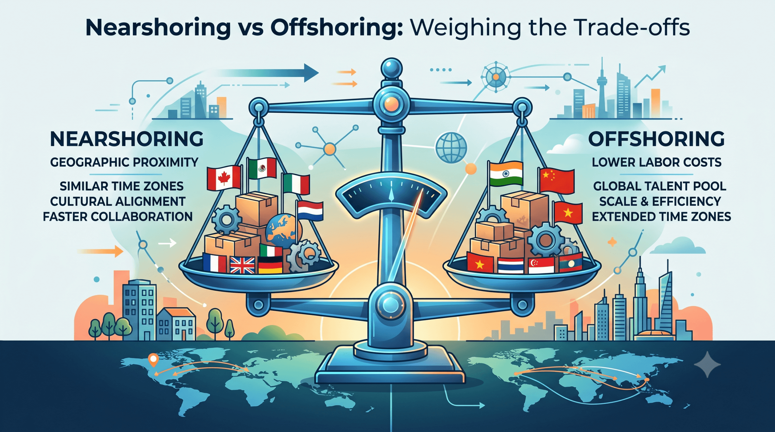 Nearshoring vs Offshoring: Weighing the Trade-offs