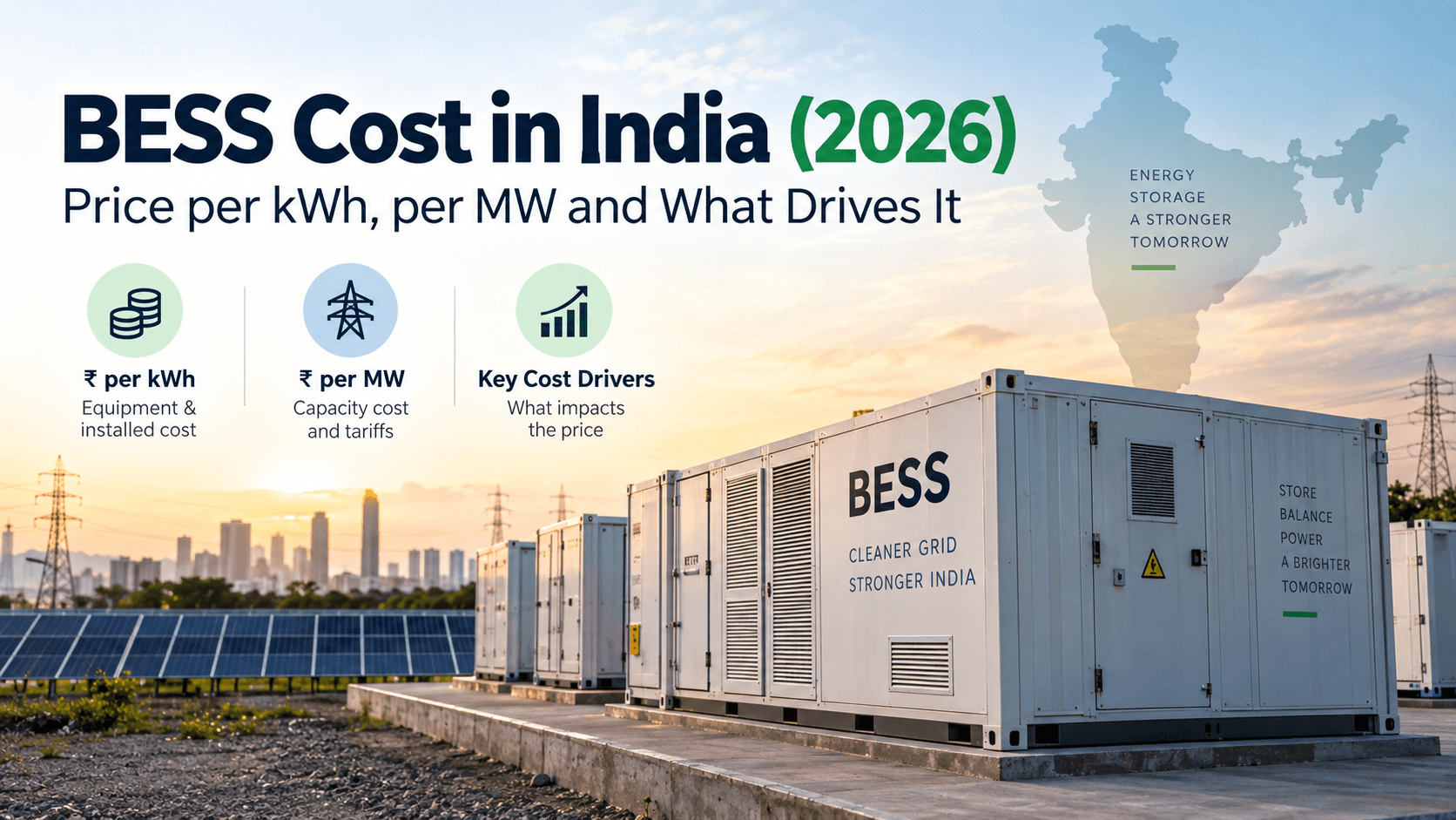 BESS Cost in India (2026): Price per kWh, per MW and What Drives It